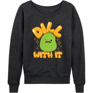 image:imageHYBRID APPAREL Squishmallows  Dill With It Charles Pickle  Womens French Terry Long Sleeve PulloverHeather Charcoal