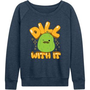 image:imageHYBRID APPAREL Squishmallows  Dill With It Charles Pickle  Womens French Terry Long Sleeve PulloverHeather Indigo