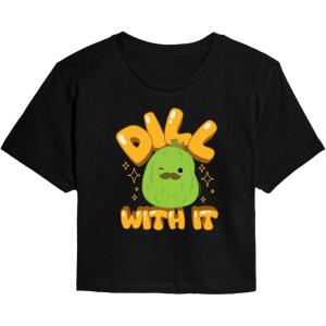 image:imageHYBRID APPAREL Squishmallows  Dill with It Charles Pickle  Juniors Cropped Short Sleeve Graphic TShirtBlack
