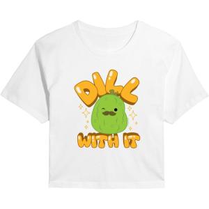 image:imageHYBRID APPAREL Squishmallows  Dill with It Charles Pickle  Juniors Cropped Short Sleeve Graphic TShirtWhite