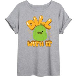image:imageHYBRID APPAREL Squishmallows  Dill with It Charles Pickle  Womens Oversized Graphic TShirtHeather Grey