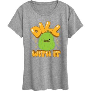 image:imageHYBRID APPAREL Squishmallows  Dill with It Charles Pickle  Womens Short Sleeve Graphic TShirtHeather Grey