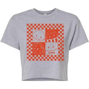 image:imageHYBRID APPAREL Squishmallows  Fast Food  Juniors Cropped Short Sleeve Graphic TShirtHeather Grey