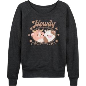 image:imageHYBRID APPAREL Squishmallows  Howdy Cows  Womens French Terry Long Sleeve PulloverHeather Charcoal