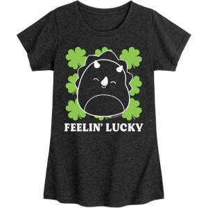 image:imageHYBRID APPAREL Squishmallows  Lucky  Youth Girls Short Sleeve TShirtHeather Black