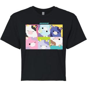 image:imageHYBRID APPAREL Squishmallows  Mooody Cow Grid  Juniors Cropped Short Sleeve Graphic TShirtBlack
