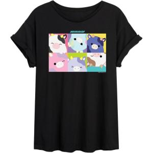 image:imageHYBRID APPAREL Squishmallows  Mooody Cow Grid  Womens Oversized Graphic TShirtBlack