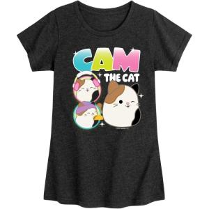 image:imageSquishmallows  Cam The Cat  Youth Girls Short Sleeve TShirtHeather Black