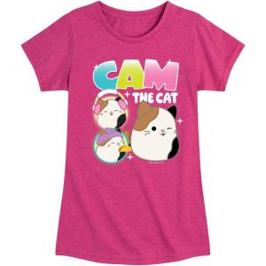 image:imageSquishmallows  Cam The Cat  Youth Girls Short Sleeve TShirtHeather Fuchsia