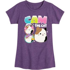 image:imageSquishmallows  Cam The Cat  Youth Girls Short Sleeve TShirtHeather Purple