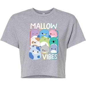 image:imageSquishmallows  Mallow Vibes  Juniors Cropped Short Sleeve Graphic TShirtHeather Grey