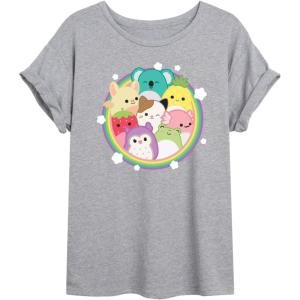 image:imageSquishmallows  Rainbow Circle Group  Womens Oversized Graphic TShirtHeather Grey