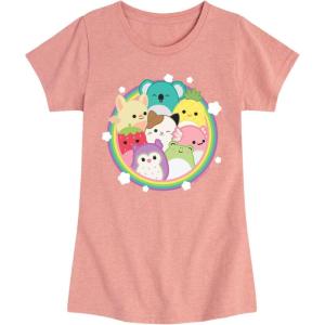 image:imageSquishmallows  Rainbow Circle Group  Youth Girls Short Sleeve TShirtDesert Pink