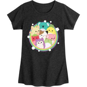 image:imageSquishmallows  Rainbow Circle Group  Youth Girls Short Sleeve TShirtHeather Black