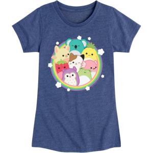 image:imageSquishmallows  Rainbow Circle Group  Youth Girls Short Sleeve TShirtHeather Navy