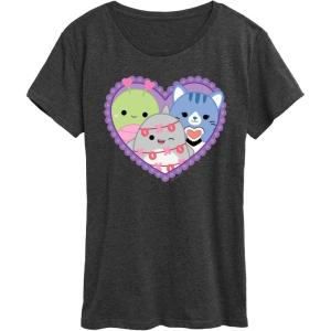 image:imageSquishmallows  Squish Heart  Womens Short Sleeve Graphic TShirtHeather Charcoal