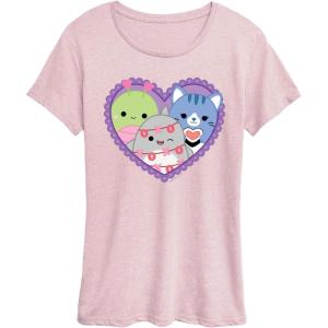 image:imageSquishmallows  Squish Heart  Womens Short Sleeve Graphic TShirtHeather Pink