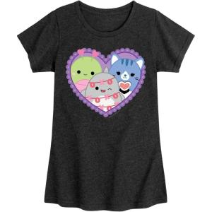 image:imageSquishmallows  Squish Heart  Youth Girls Short Sleeve TShirtHeather Black