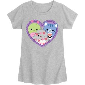 image:imageSquishmallows  Squish Heart  Youth Girls Short Sleeve TShirtHeather Grey