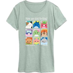 image:imageSquishmallows  Squish Mood Grid  Womens Short Sleeve Graphic TShirtHeather Sea Foam