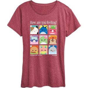 image:imageSquishmallows  Squish Mood Grid  Womens Short Sleeve Graphic TShirtHeather Wine