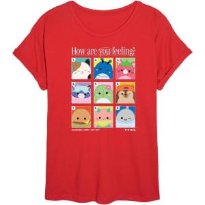 image:imageSquishmallows  Squish Mood Grid Womens Oversized Graphic TShirtRed